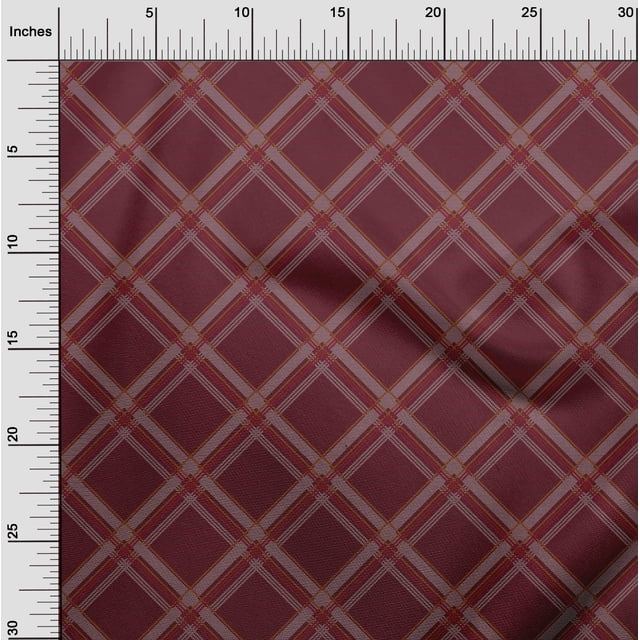 oneOone Cotton Silk Fabric Tartan Check Print Fabric By Yard 42 Inch Wide