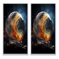thumbnail image 2 of Designart "Celestial Worlds II" Galaxies Framed Wall Art Set Of 2 - Teal Fantasy Gallery Wall Frame Set For Home Decor, 2 of 6