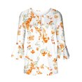 thumbnail image 4 of DPTALR Blouse pour Femmes d'Été Aguichant à Plis Imprimée Régulière Femmes Manches 3/4 Col en V Boutonnée, 4 of 5
