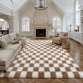 thumbnail image 3 of BERTHMEER 6'x9' Shag Area Rugs for Living Room Bedroom Contemporary Fuzzy Geometric Modern Fluffy Plush Washable Indoor Rugs Carpets Tapis，Brown White, 3 of 7