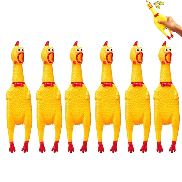 HSHDLDF 6 Pack Rubber Screaming Chicken Toy Yellow Rubber Squeaking Chicken Toy Novelty and Durable Rubber Chicken, Shrilling Decompression Tool Gadgets