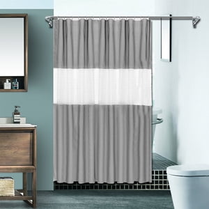 TIMIFIS Shower Curtain for Bathroom Modern Shower Curtain Winter in Bath 71X71 Inches Long Shower Curtains Set , Hotel Style with Translucent Top Window Shower Curtain Liner