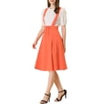 thumbnail image 4 of Unique Bargains Jupe Midi Plissée à Bretelles Rétro à Taille Élastique pour Femme Orange TP, 4 of 6