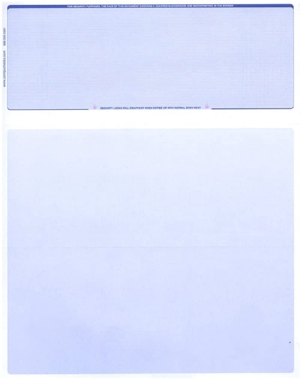 Compuchecks 250 Computer Check Paper Compatible with QuickBooks - Blank Stock Check Paper - Check on Top (Blue Pinstripe)