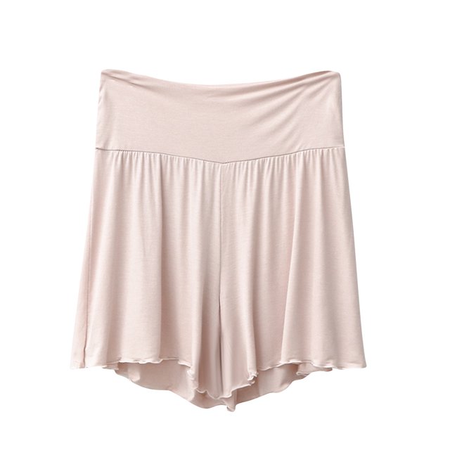 AherBiu Pajamas Shorts for Women Ruffle Wide Leg High Waisted Soft Comfy Sleepwear Bottom Shorts