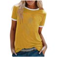 thumbnail image 2 of Drppepioner Grande Taille Femme Mode Décontractée Imprimé Col Rond Ample Manches Courtes T-Shirt Haut Blouse Chandail Jaune, 2 of 4