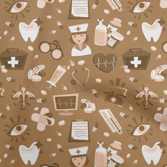 oneOone Polyester Spandex Brown Fabric Tool Craft Projects Decor Fabric Printed By The Yard 56 Inch Wide
