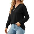 thumbnail image 3 of HKEJIAOI T-shirt Femme Col Rond Solide Mi-Lourd Long Sleeve Shirt, 3 of 5