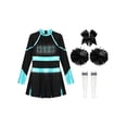 thumbnail image 3 of Eandarui Uniforme de Cheerleading pour Fille Robe Plissée à Manches Longues Tenue de Performance de Cheer d'École 5-16 Ans Bleu Vert&Blanc 6, 3 of 5