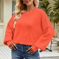 thumbnail image 2 of Timegard Womens Sweaters Cropped Crewneck Long Sleeve Drop Shoulder Pullover Fall Loose Knitted Tops, 2 of 9