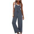 thumbnail image 4 of RKSTN Jumpsuits for Women New Fashion Halter Sleeveless Zipped Pockets Loose Plus Size Rompers Casual Summer Wide Leg Solid Color Long Jumpsuits, 4 of 5