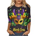 thumbnail image 1 of Penkiiy Blouse Carnaval pour Femmes Mardi Gras Mode Imprimée Décontractée Col Rond Manches 3/4 T-shirt Blouse m Multicolore, 1 of 5