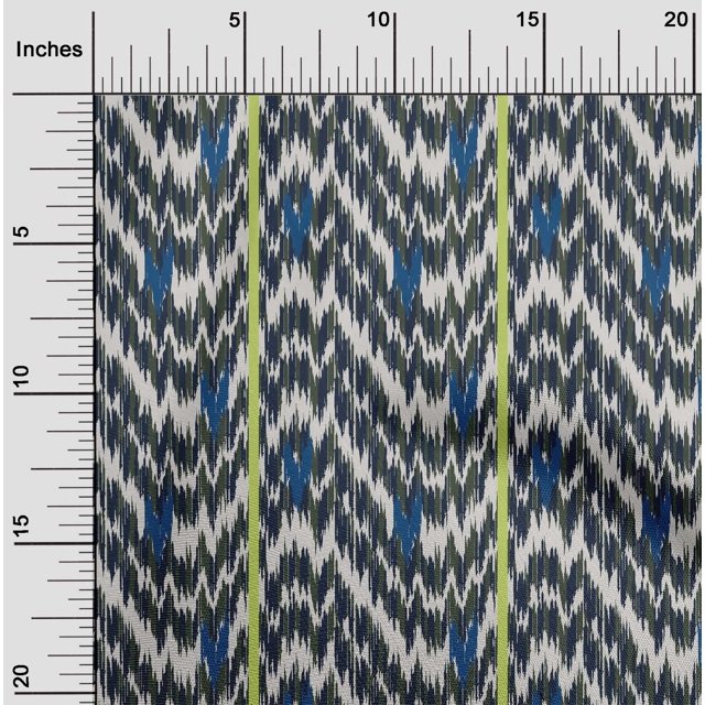oneOone Tissu en Coton Flex Rayé & Chevron Imprimé Ikat au Mètre 40 Pouces de Large