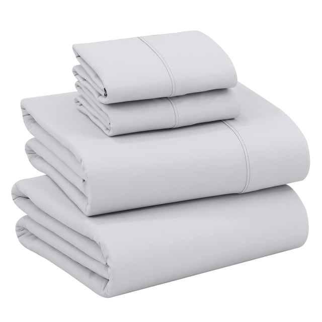 Ruvanti 100% Cotton Sheets - Crispy Cooling Percale Sheets For Twin Size Bed, Breathable & Durable Twin Sheet Set, 16 Inches Deep Pocket Sheets, Quiet Gray, 3 Pieces