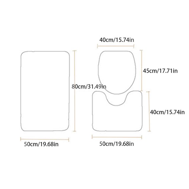 mmirethe 3x Easy To Clean Bathroom Rug Set Waterproof And Non-Slip Bath Mat Set Eco-friendly Polyester Modern Y181009-C001