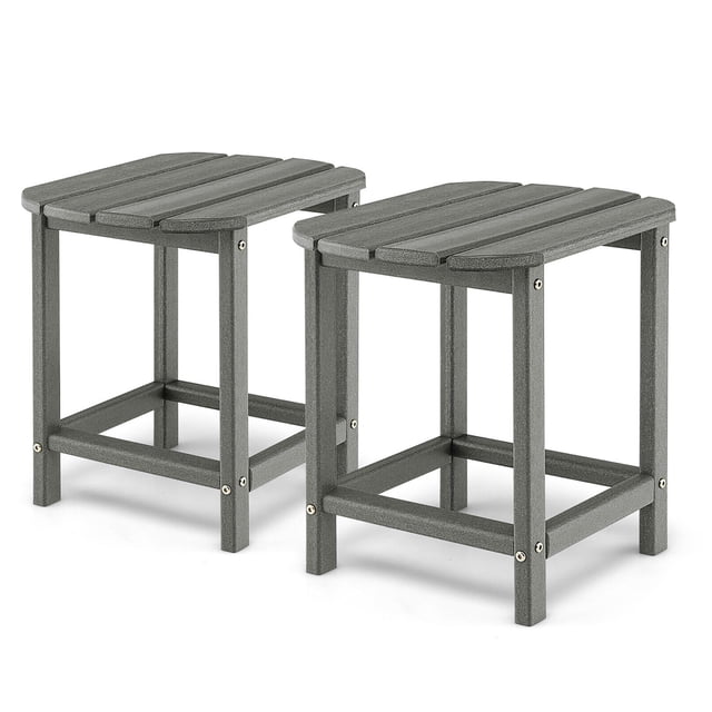 Gymax 2 Pcs Table d'Appoint Adirondack de Patio 18 Pieds' Résistant aux Intempéries HDPE Jardin Cour Gris