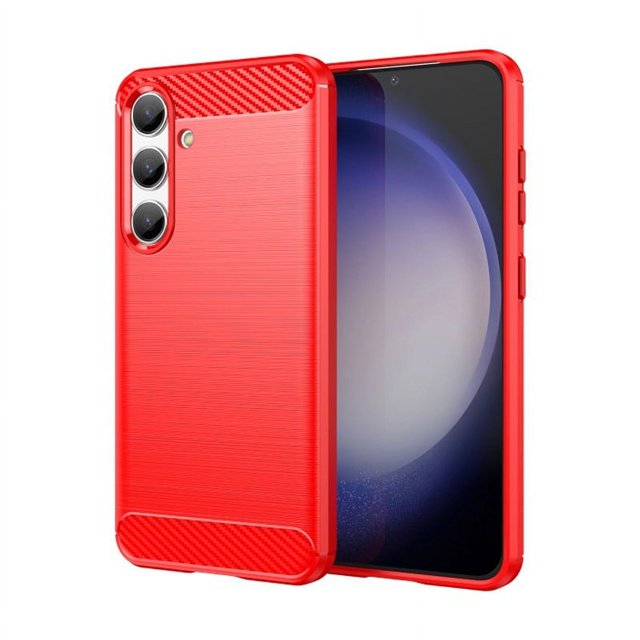 PANDACO Red Brushed Metal Case for Samsung Galaxy S24