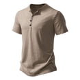thumbnail image 2 of vdgthytj Short Sleeve T-Shirts for Men Button up Round Neck Slim Muscle Tees Lightweight Breathable Athletic Gym Shirts, 2 of 9