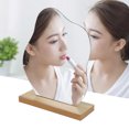 thumbnail image 4 of Desktop Makeup Mirror, Aesthetic Durable Portable Lightweight Acrylic Makeup Mirror Easy Installation Exquisite With Wooden Base For Home, 4 of 8