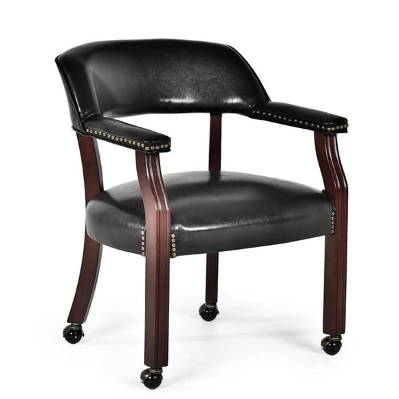 Steve Silver Company Tournament Traditional Wood Arm Chair with Casters, Black (Set of 1)