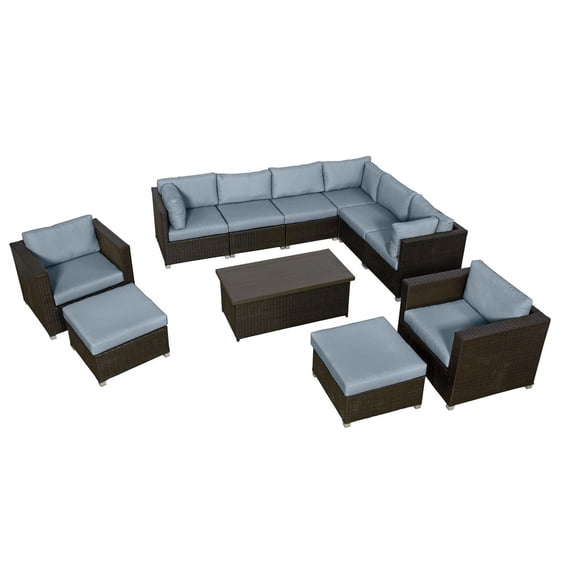 Innesbrook Collection Ensemble de conversation de patio en aluminium 11 pièces avec coussins de spa