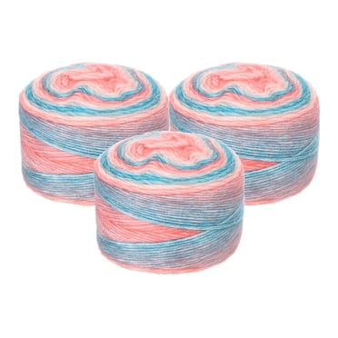 Unique Bargains Gradient Cake Cotton Acrylic Wool Mixed Blue Pink Yarn, 3 Pack, 300g