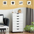 thumbnail image 2 of Costway Commode de Rangement à 7 Tiroirs Armoire de Plancher Organisateur avec Roues Blanc, 2 of 10