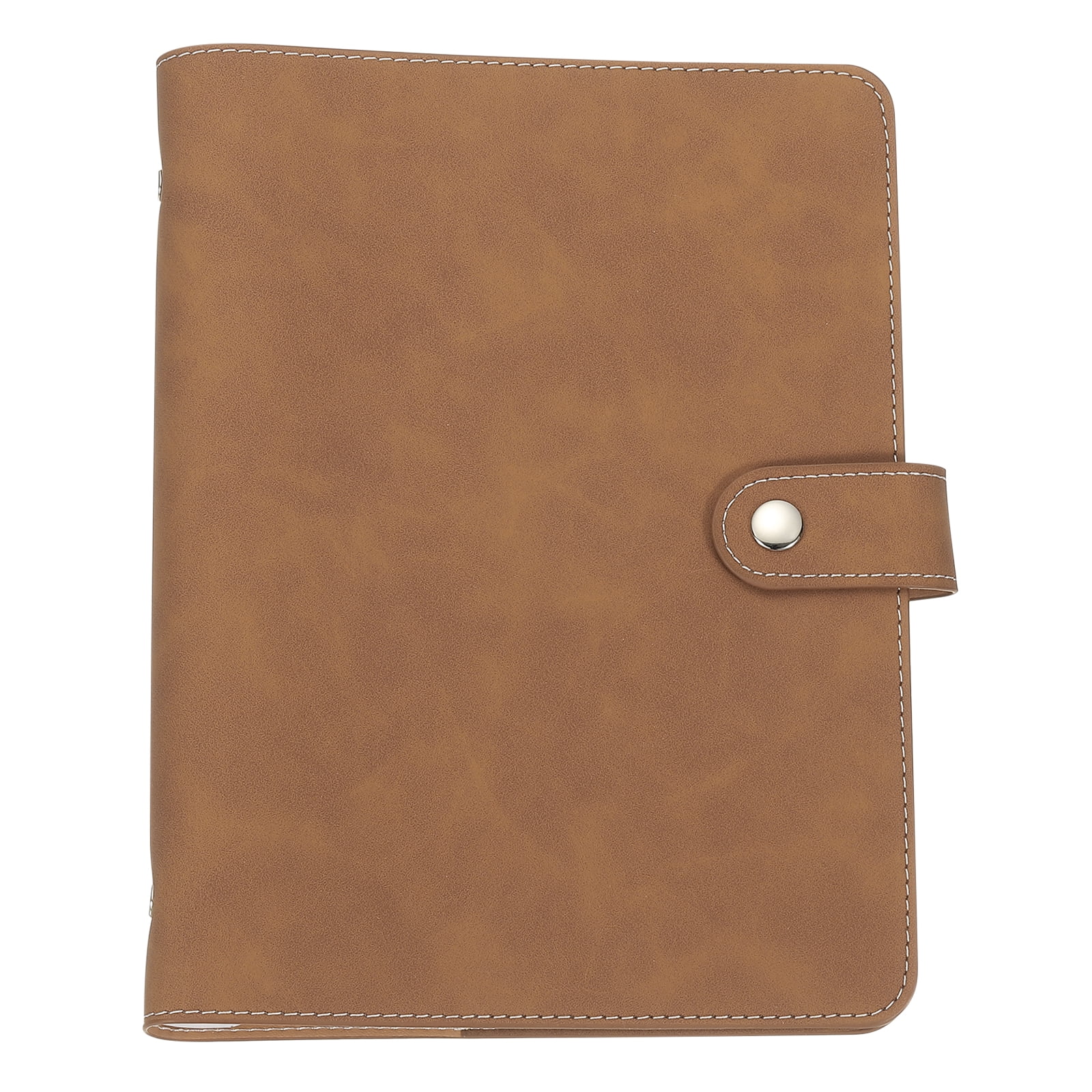 Uxcell A5 PU Leather Binder Cover, 6 Ring Loose Leaf Binder Protector Round Ring Binder Cover Refillable Notebook Binder for Meeting Photocard Budget Notebook Folder, Brown