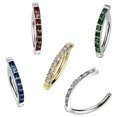 thumbnail image 3 of Hinged Clicker Belly Button Rings 14G Titanium Clear CZ Top Navel Ring Belly Piercing Jewelry 3/8", 3 of 6