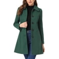 thumbnail image 1 of INSPIRE CHIC Manteau d'Hiver Long Chaud à Simple Boutonnage pour Femme Vert Foncé L, 1 of 5