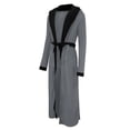 thumbnail image 2 of Innerwin Dressing Gown Solid Color Men Wrap Robe Home Hooded Thicken Plush Bath Robes Gray Black L, 2 of 3