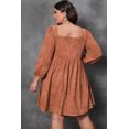thumbnail image 3 of FOLUNSI Chestnut Suede Mini Dress, Square Neck, Plus Size - Stylish Fit, 3 of 8