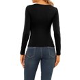 thumbnail image 3 of INSPIRE CHIC Women's Solid Ruched Front Scoop Neck Long Sleeve Basic Blouse Tops L Black, 3 of 7