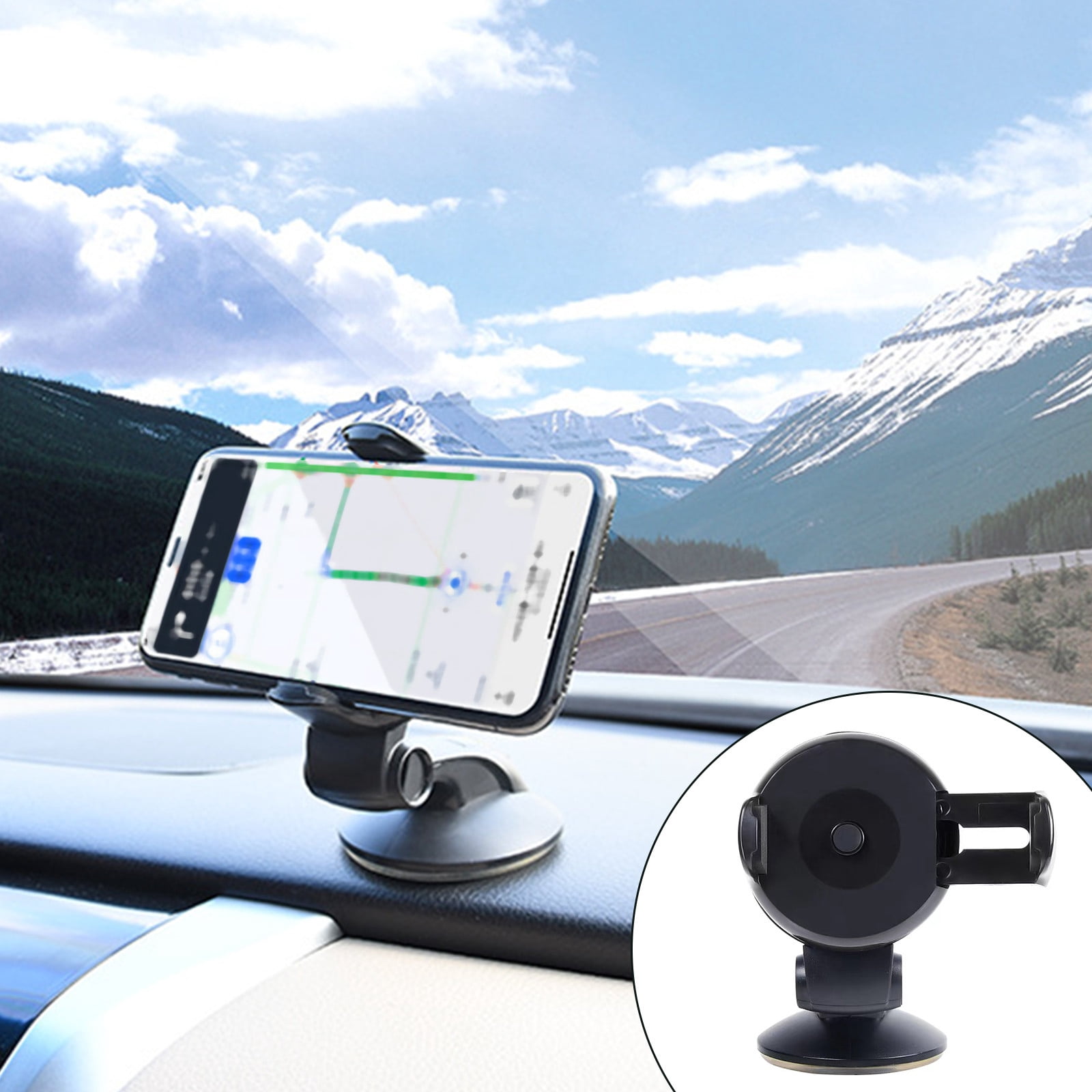 Car Phone Mount with Suction Cup, EDHITNR Secure 360 Degree Adjustable Dashboard Windshield Holder, Non-Slip Quick Release One Hand Operation Cell Phone Car Mount for Smartphone