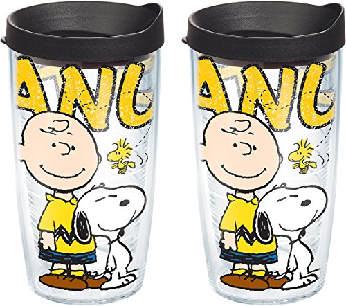Tervis Peanuts Colossal Tumbler with Black Lid, 16-Ounce, 2-Pack