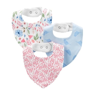 Carter's Child of Mine Baby Girl 3pk Bibs - Blue Floral