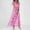 Hot Pink, variant on Trendy Women's Casual Dress Swing Style Chiffon Floral Ruffle Short Sleeve V Neck Waist Flowy Fashionable Dresses for Everyday Wear