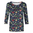 thumbnail image 4 of Penkiiy Chemises de la Saint-Valentin pour Femmes, Graphique Cœur, Col Rond, Hauts Décontractés, Blouses Amples à Manches 3/4, Grande Taille, Tunique 2025 L Multicolore, 4 of 5