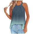 thumbnail image 1 of Timegard Womens Tank Tops Gradient Color Crew Neck Back Button Ruched Casual Sleeveless Tops Blouses, 1 of 3