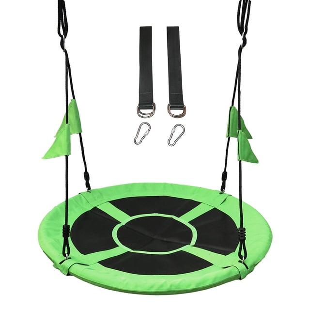 Generic Adjustable Outdoor Kids Fitness Swing Rings with 900D Oxford Fabric & Galvanized Pipes, 300kg Capacity, Green, Type 1/2 Optional, Includes Straps, Ropes, Carabiners, and Accessories for