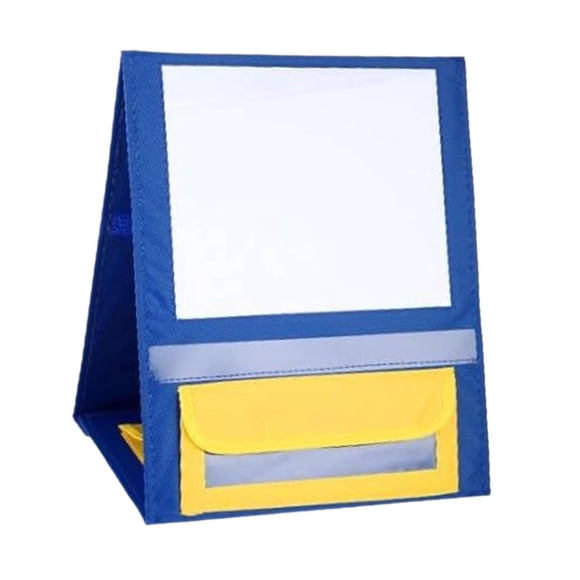hengtong Tabletop Pocket Chart Stand Whiteboard Double Sided Reusable with Pen Case Small Dry Erase Board Easel for Classroom Kids Blue