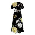 thumbnail image 3 of Dvkptbk Robes d'Été pour Femmes 2024 Mode Décontractée Bohème à Fleurs Robes de Plage Manches Courtes Col Rond Robe d'Été Fluide Maxi Robe de Plage Longue Robe Midi de Plage avec Poches P-2TG, 3 of 4