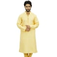 thumbnail image 2 of Atasi Ethnic Men's Long Kurta Yellow Bollywood Designer Shirt Wear-Large, 2 of 7