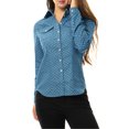 thumbnail image 2 of INSPIRE CHIC Chemise à Pois pour Femme à Col Pointu, Manches Longues, Boutonnée, 2 of 6