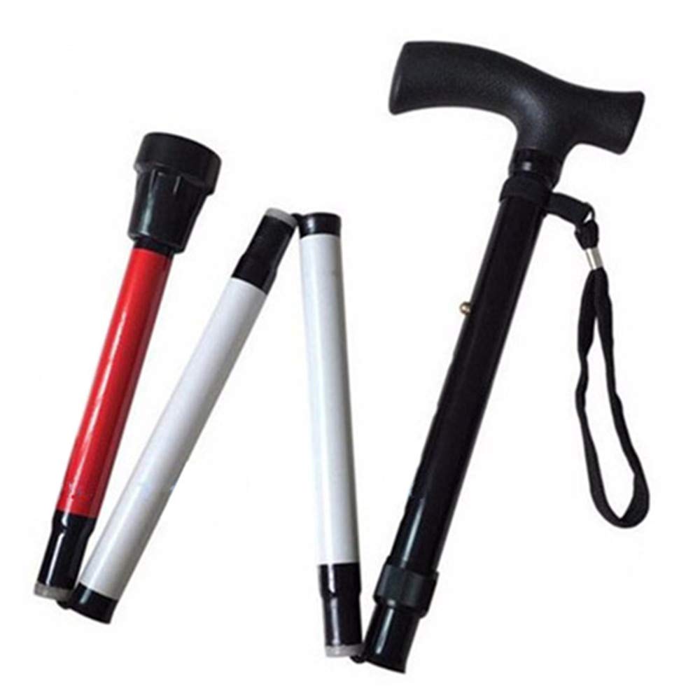 Adjustable Folding Support Cane for The Blind 33 inch - 37 inch (Folds Down 4 Sections)