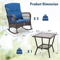 thumbnail image 4 of Costway 3 PCS Patio Rocker Set Outdoor Wicker Rocking Chairs with Double-Layer Coffee Table Navy, 4 of 10