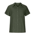thumbnail image 4 of Dealovy Plus Size Womens Button down Shirts Cotton Linen Rolled Short Sleeve Loose Casual Work Blouses, 4 of 5