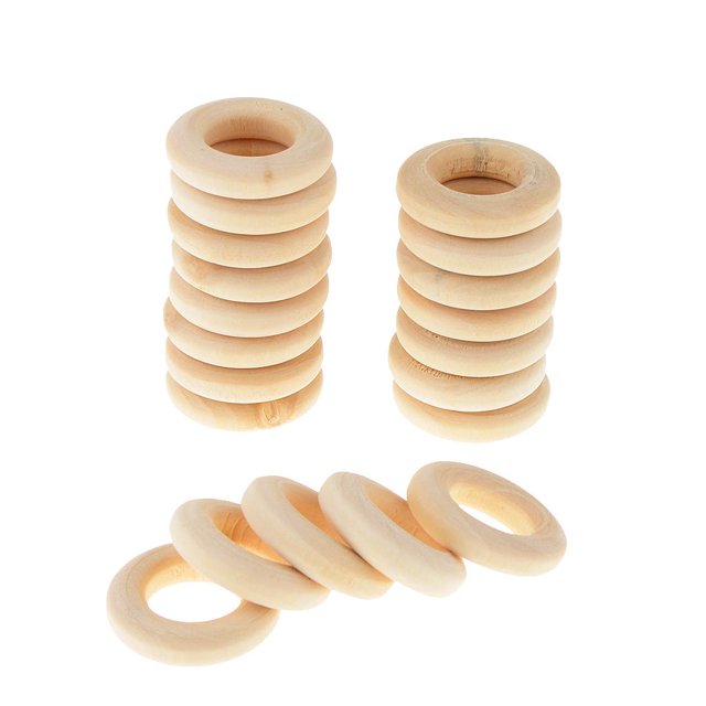 20Pcs Natural Wooden Rings For Craft DIY Pendant Connectors Jewelry Making , Wood, 25mm