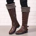 thumbnail image 3 of Dakaela Women's Knee High Boots Comfort Buckle Riding Combat Boot Round Toe Long Tall Fall Winter Shoes, 3 of 5