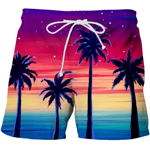 TIHLMK Men 3D Printing Breathable Seaside Vacation Beach Shorts Swimming Trunks